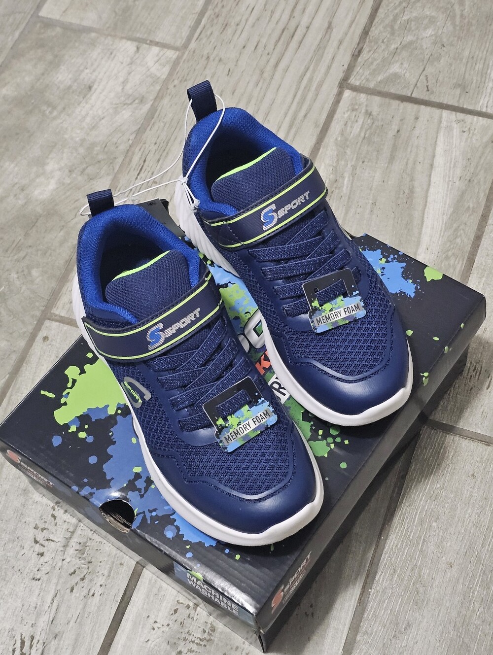 Skechers Kids' Navy Blue Memory Foam Athletic Sneakers Size 2, Brand New